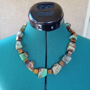 Brown and Green Polished Stone Necklace